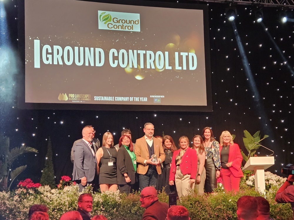 Members of Ground Control on stage at the Pro Landscaper Business Awards 2024