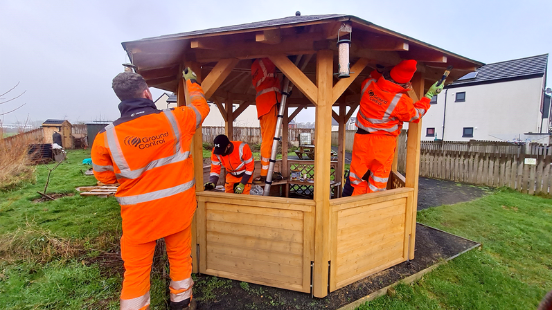 Painting Pavilion at Duns Community Garden, Scotland