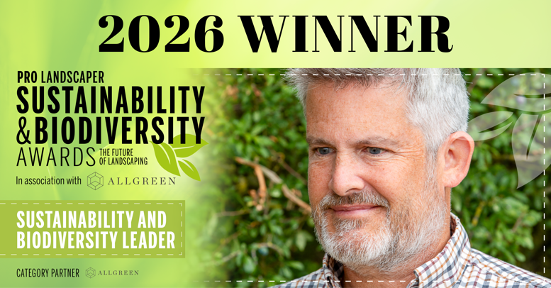 2026 Sustainability and Biodiversity Leader winner graphic featuring Chris Bawtree.