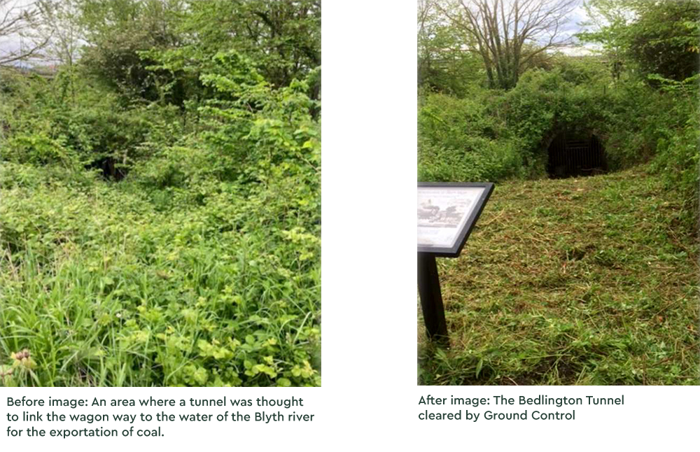 Before and after images of the Bedlington tunnel